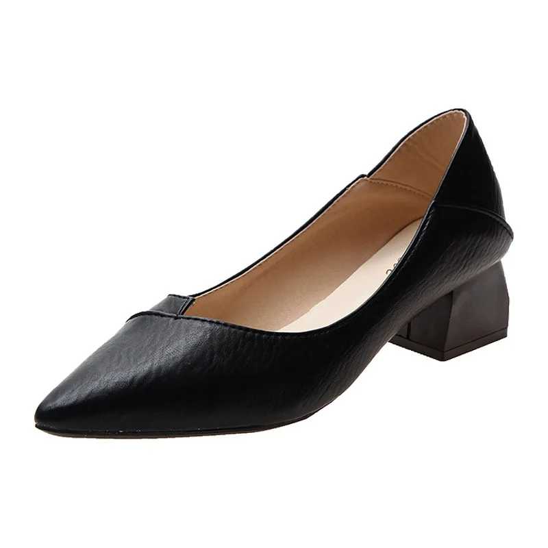 Fashion Solid Color Women's Pumps Shoes  Pu Pointed Toe Office Work Ladies High Heel Female Slip on Casual Shoes 5