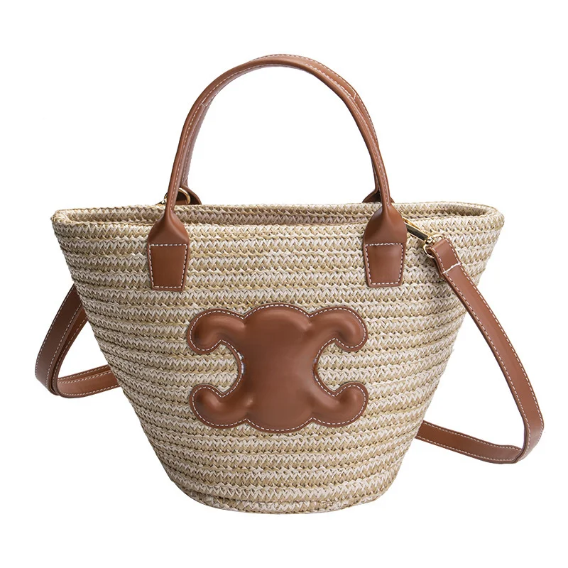 

New fashion vegetable basket basket woven basket handbag shoulder shoulder shoulder italic bag top handle women