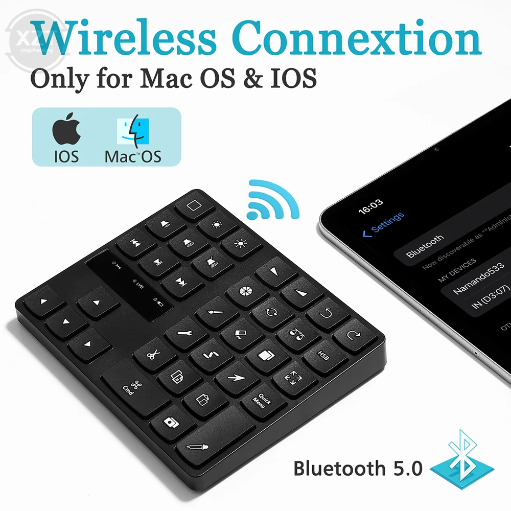 Teclado sem Fio Dual Number Bluetooth 5.0 35 Chaves Carga Laptop Chatpad Mac os Ios Ipad Novo - Imagem 6