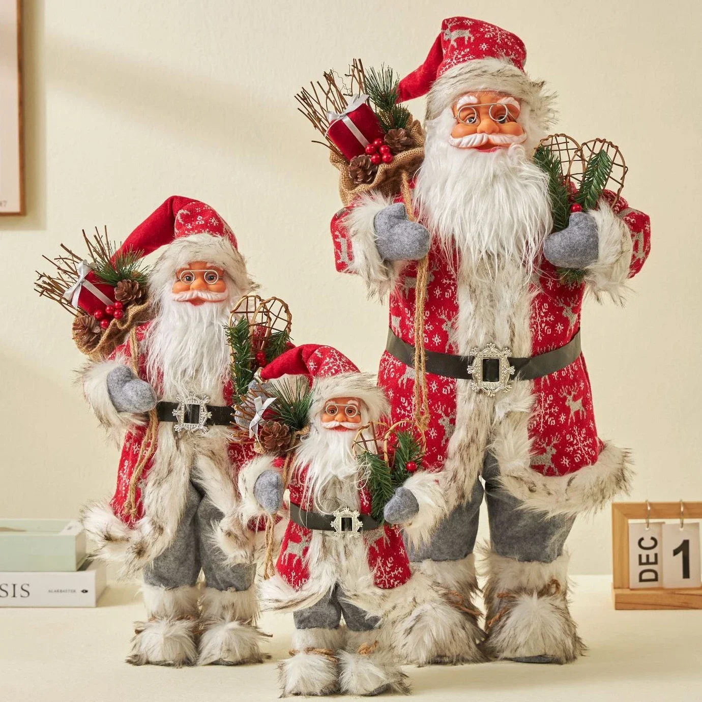크리스마스용품 2024 대형 산타 클로스 메리 크리스마스 장식, 새해 2023 산타 클로스 인형 창 장식, 가정 선물