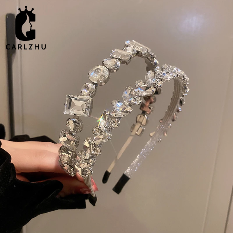 

Fashion Hair Accessories Women's Full Rhinestone Headbands Retro Alloy Thin Side Hairband Versatile Cute Hair Hoop Headwear New