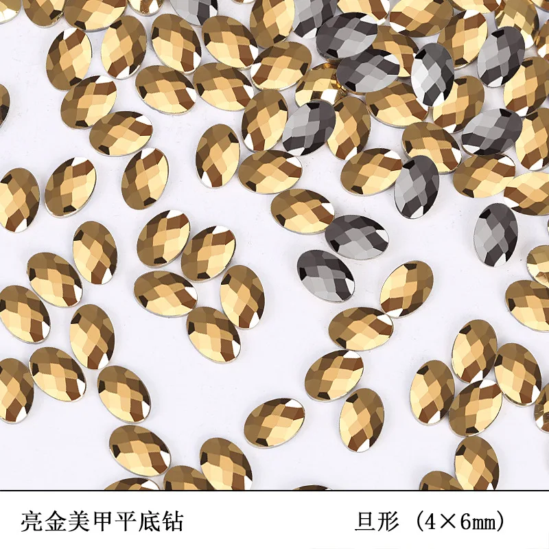 100/500 stücke Gold Hämatit Boutique flachen Boden Nail Art Strass Glas Kristall 3D Nagel Dekoration mehrere Formen Großhandel – Detail 9