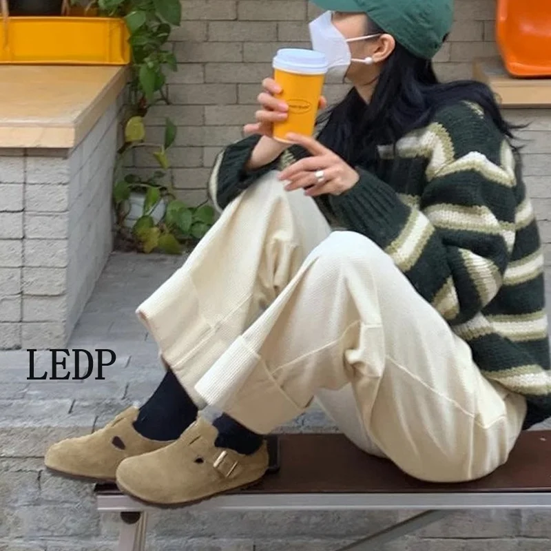 

LEDP Women Pump Mule Shoes 2024 High Quality New Trend Belt Buckle Thick Sole Retro Sole Everything Stylish Soft and Comfortable