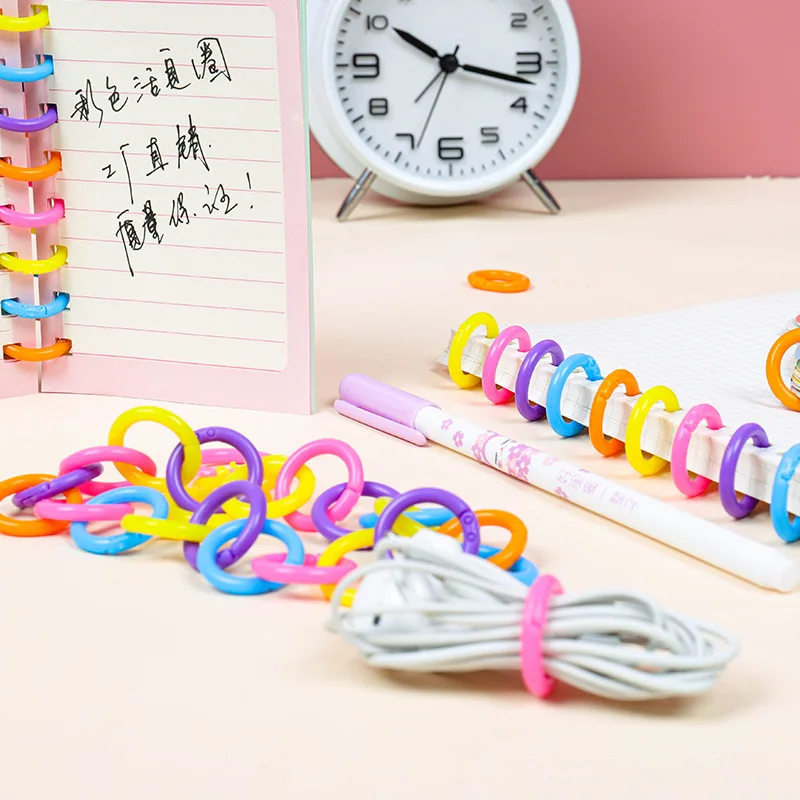15/20/28/32mm Plastic Ring Binder DIY Albums Circle Loose-leaf Book Hoops Opening Office Binding Supplies Photo Album 50 Pcs