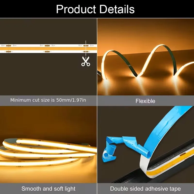 USB-Powered LED Strip Light with Motion Sensor - Touchless Control for Kitchen and Closet Lighting
