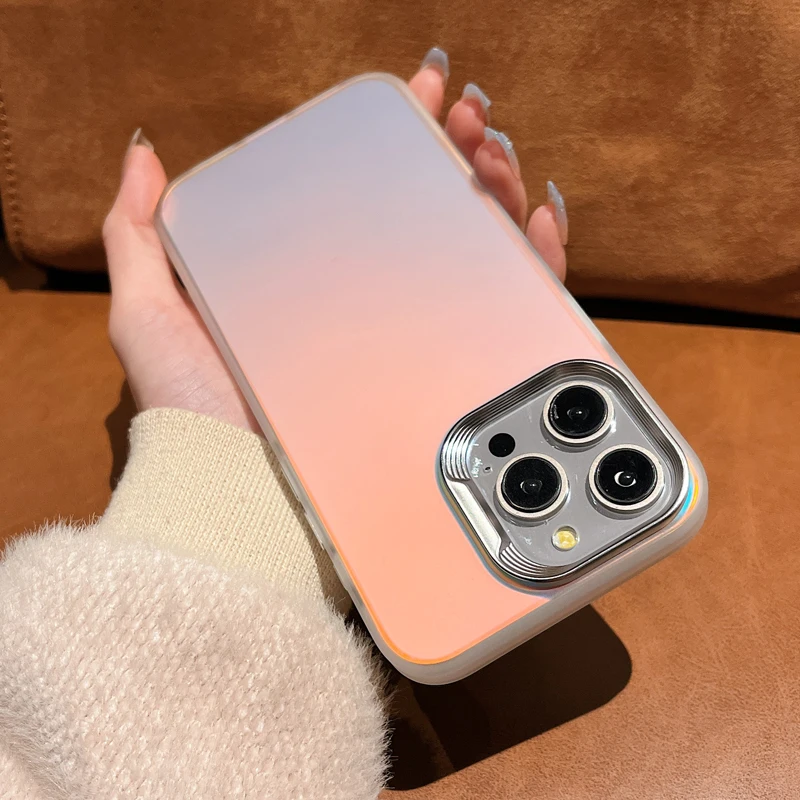 Модный градиентный чехол для телефона Aurora Laser для iPhone 15 14 13 12 11 Pro Max, матовый прозрачный противоударный защитный чехол