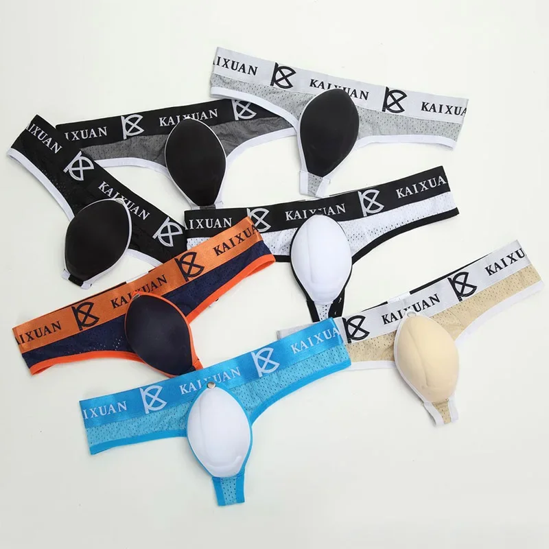 

3PCS/Lots Men Thong G-string Jockstrap Sexy Padded Open Crotch Mesh Gay Panties Lingerie T-back Underwear String Slip Thongs