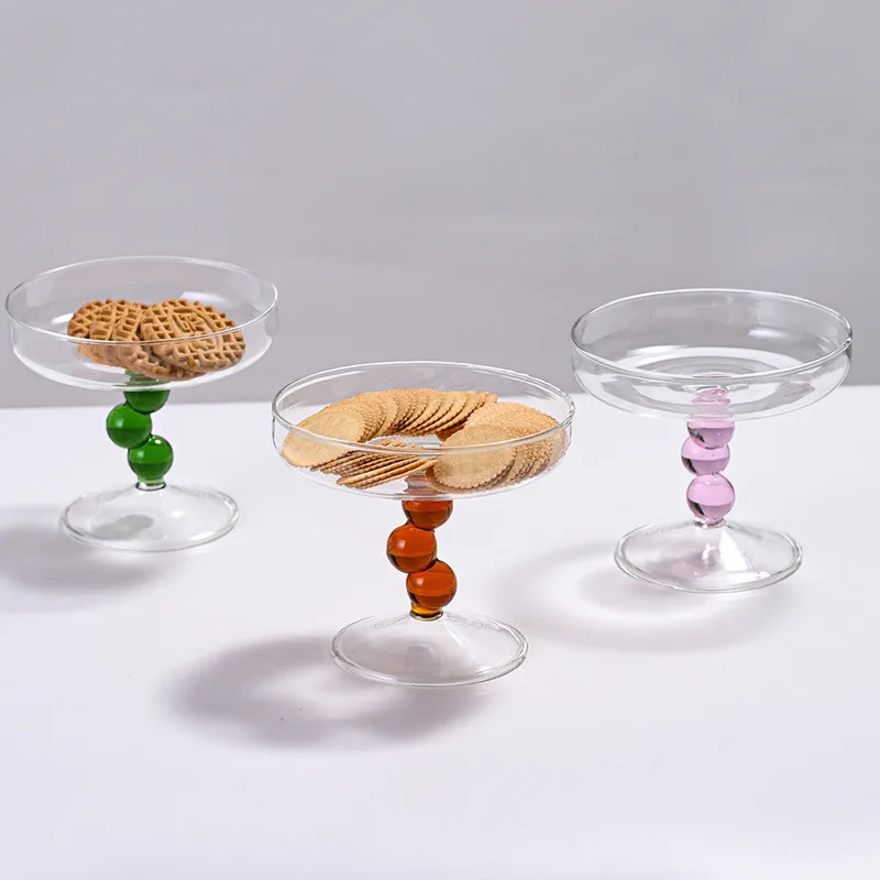 Glass Cup Jelly Beans Twisty Goblet Drinking Glasses for Drinks Frosted Sweetmeats Cup of Ice Cream Cereal Fruit Bowl
