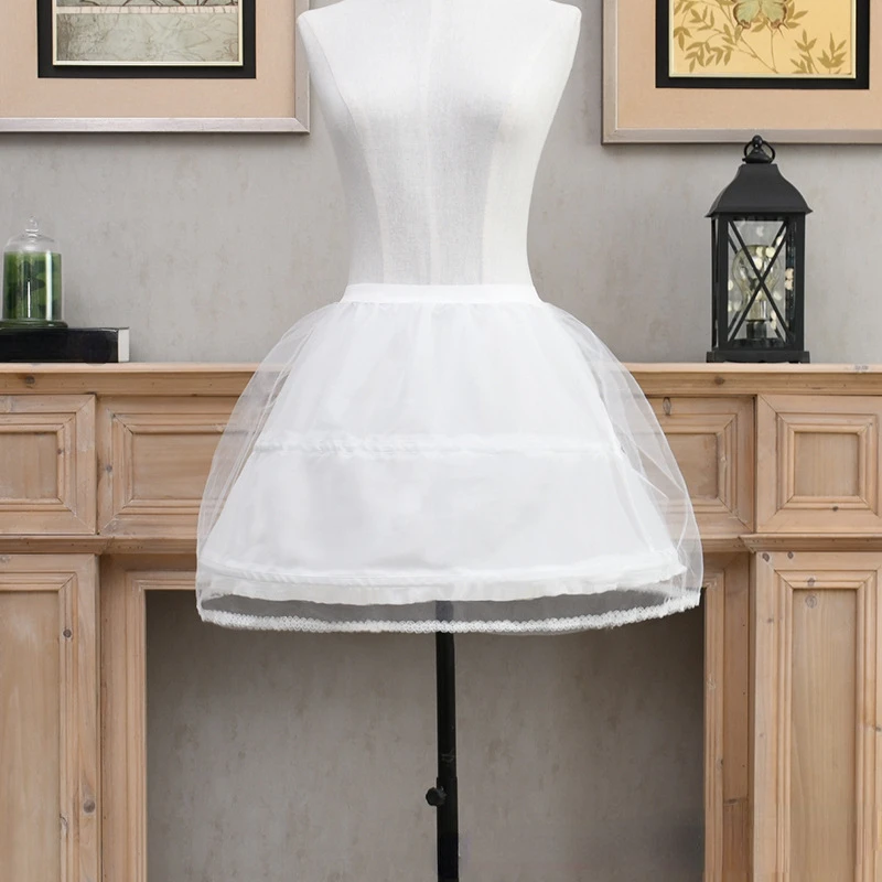 2-Hoops Skirt Petticoat WhiteBlack Crinoline Underskirts For Girls Tulle Support A Line Midi Skirt Girls cosplay
