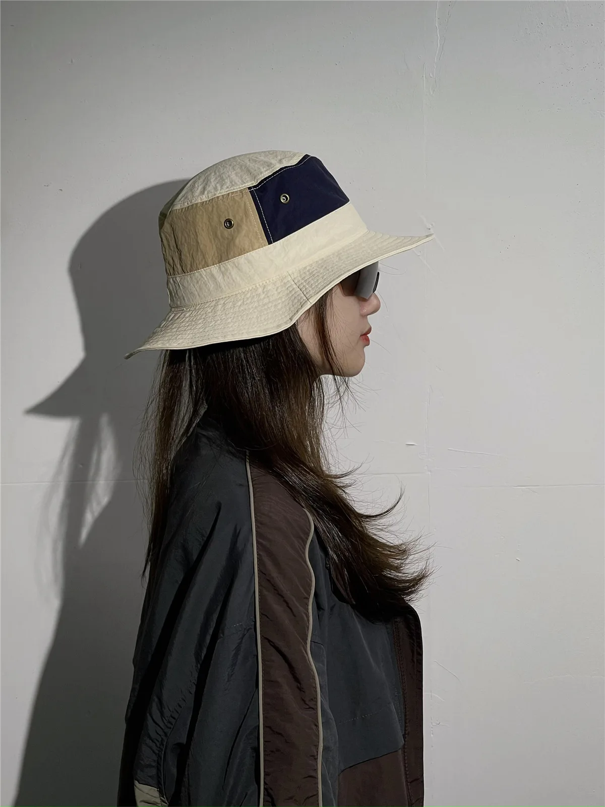 Women Men Japanese Camping Color Block Fisherman Hat Summer Outdoor Windproof Cap Bucket Hats_voghion.com
