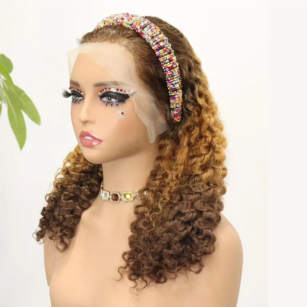 300% Density Burmese Curly 12A Double Drawn 13x4 Transparent Lace Frontal Wigs Burmese Curl Human Hair Full Wig for Black Women