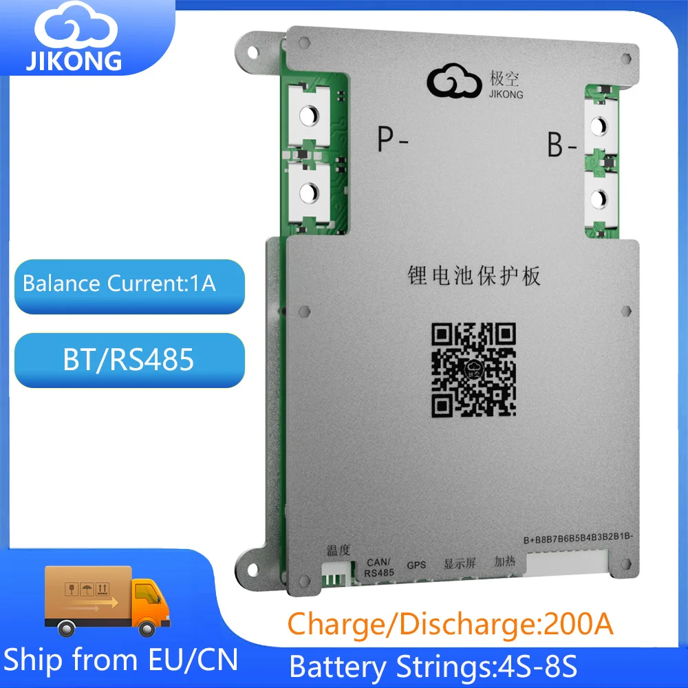 

JIKONG Smart balance BMS B1A8S20P Liion LiFepo4 LTO BMS 2S 3S 4S 5S 6S 7S 8S Continuous output current 80A 100A 120A 150A 200A