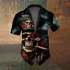 Summer Fashion Skull Cross Pattern Horror Men's Short Sleeved Printed Shirt Street Trend Party Men's Oversized Top SIZE S-5XL 5