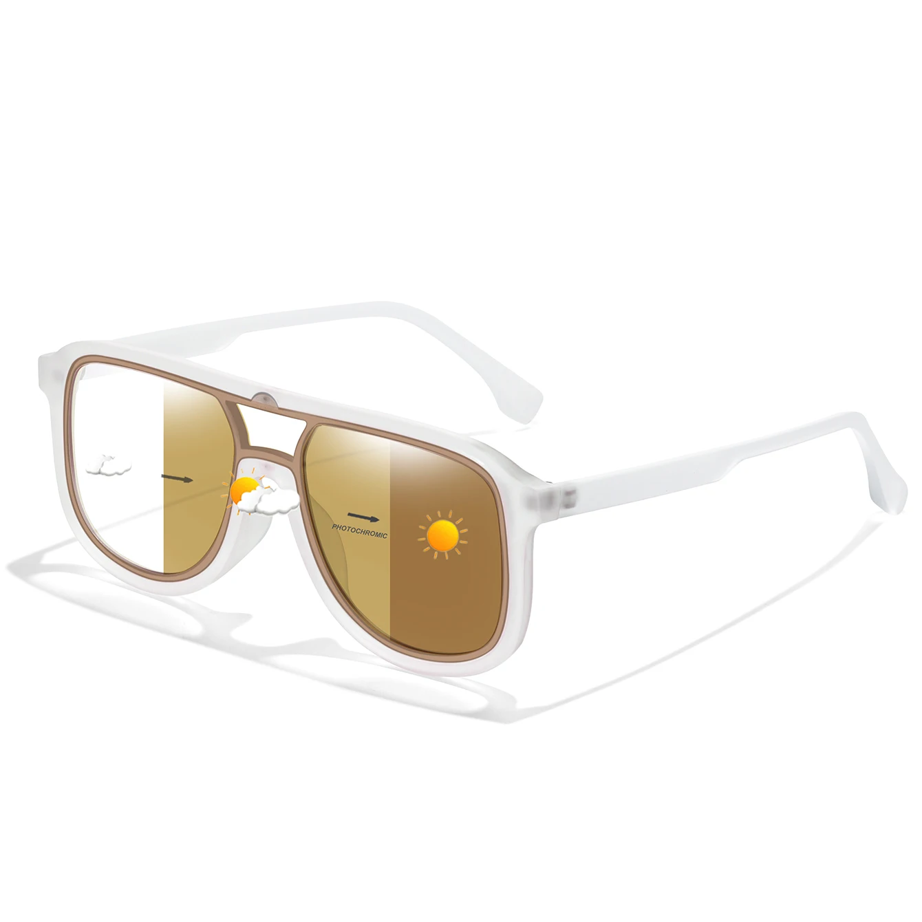 Unisex UV400 Protection Photochromic Square Sunglasses