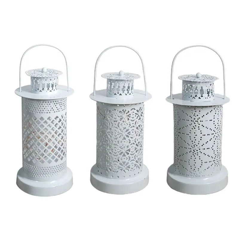 

Hanging Hollow Iron Night Light Electric Candlestick Home Furnishing Lamp Hotel Restaurant Living Room Craft Lantern