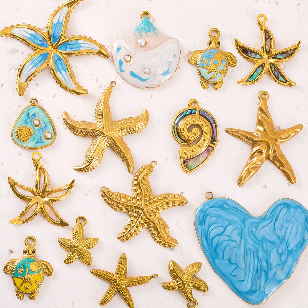 2pcs 5pcs Stainless Steel Starfish Pendants Ocean Charms For DIY High Quality Jewelry Making Necklace Handcrafts Accessories
