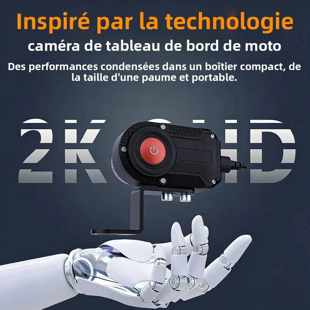 Caméra action sport 4K étanche avec télécommande et accessoires, montrant la stabilisation EIS en action lors d'un saut.