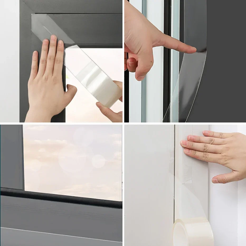 Sealing Strip Tape Waterproof Tape Window Seal Strip Sealing Tape Sealing Strip Window Sealing Isolation Tape Clear Plastic Weatherproof Seal Tape Window Draft Stopper Gap Filler Weather 5/10/20M