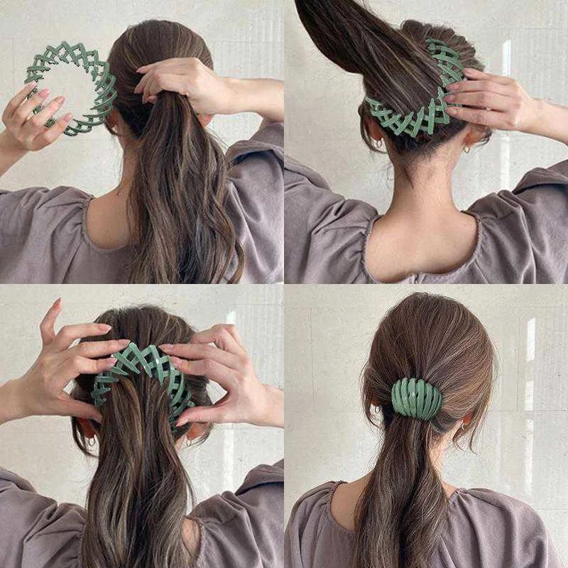 New Fashion Women Bun Claw Clips Horsetail Buckle Clip Bird Nest Expanding Hair Accessories Female Ponytail Headwear 4