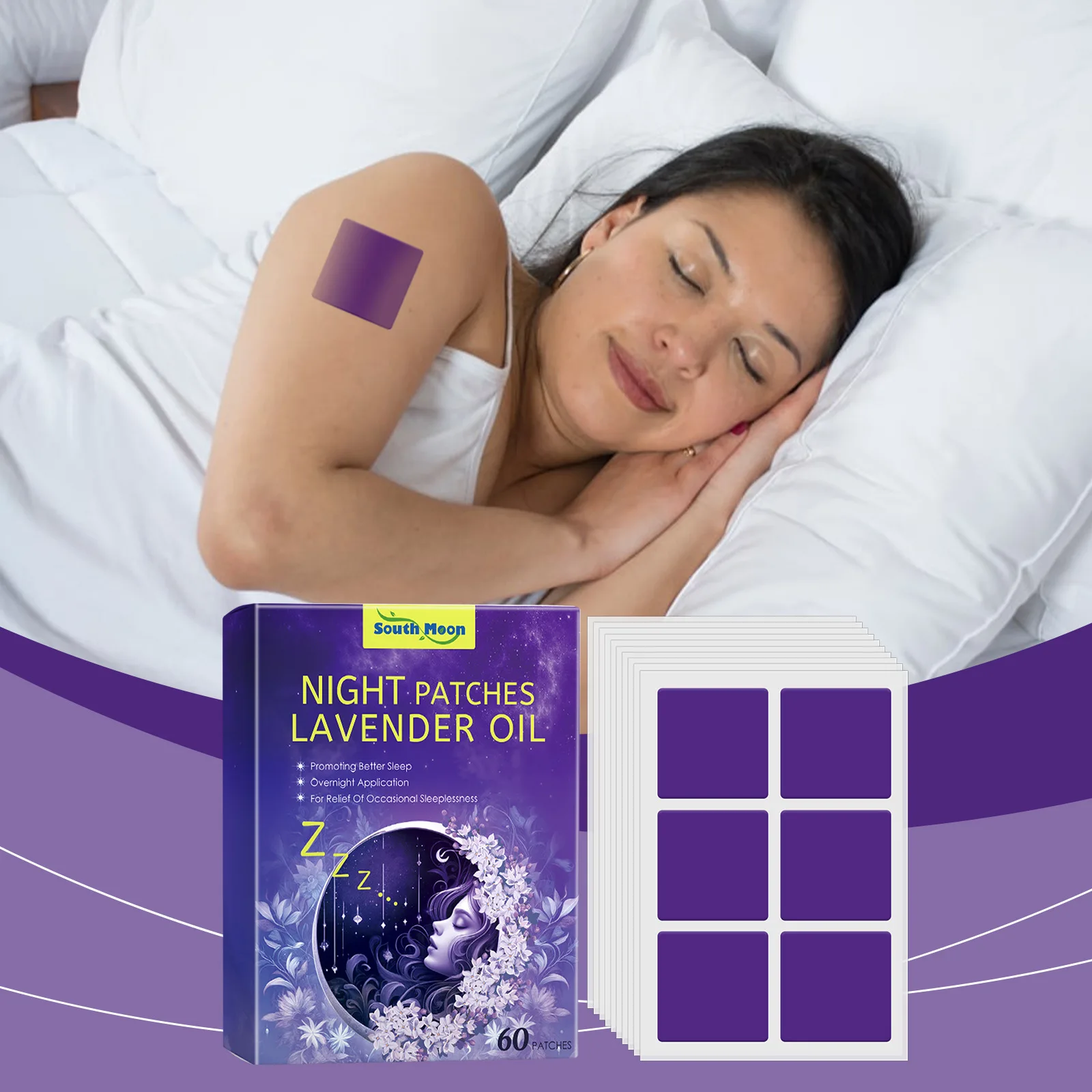 Insomnia Treatment Patch Relieve Nighttime Dreaminess Stress Headache Neurasthenia Soothing Body Relax Lavender Improve Sleeping