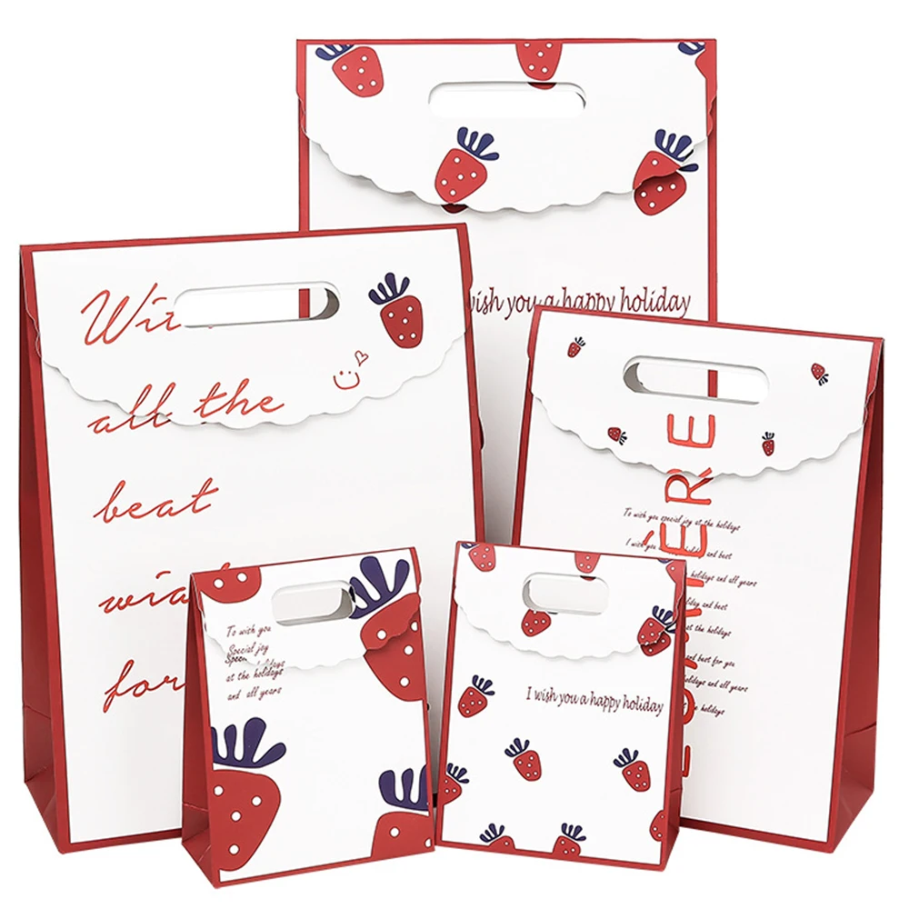 10Pcs Tote Strawberry Bag with Necklaces Rings Earrings Birthday Gift with Accompanying Hands For Wedding Party Valentine's Day