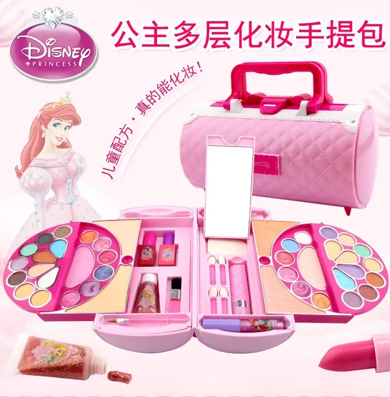 Disney girls Princess frozen Makeup Box Cosmetic Toys handbag snow White Watersoluble Makeup gift toys