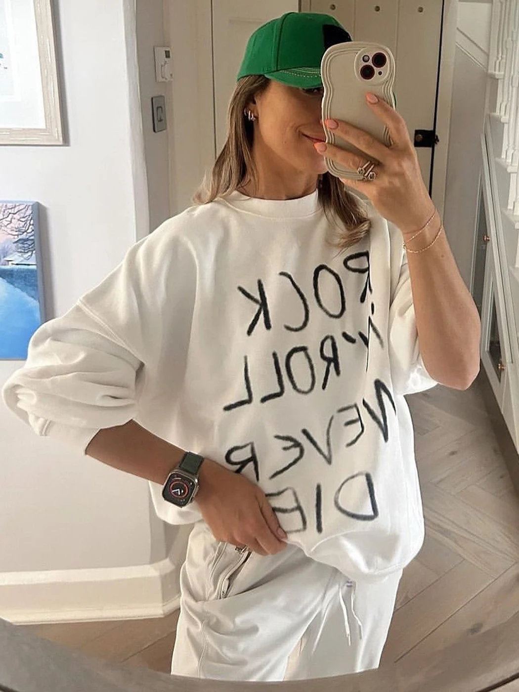 

Letter Graffiti Sweatshirts for Women Summer Clothing 2024 Cotton Casual Sweatshirt Pullovers Female Fashion Streetwear Tops
