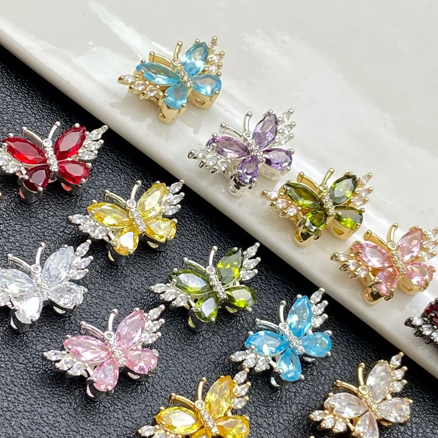 Gold Plated Zircon Butterfly Beaded Bracelet Material - Artistic Retro Chinese Style Jewelry Accessory
