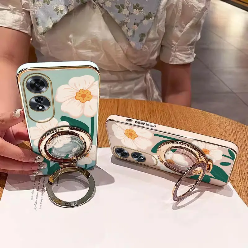 Elegant White Floral Plated Phone Case Cover