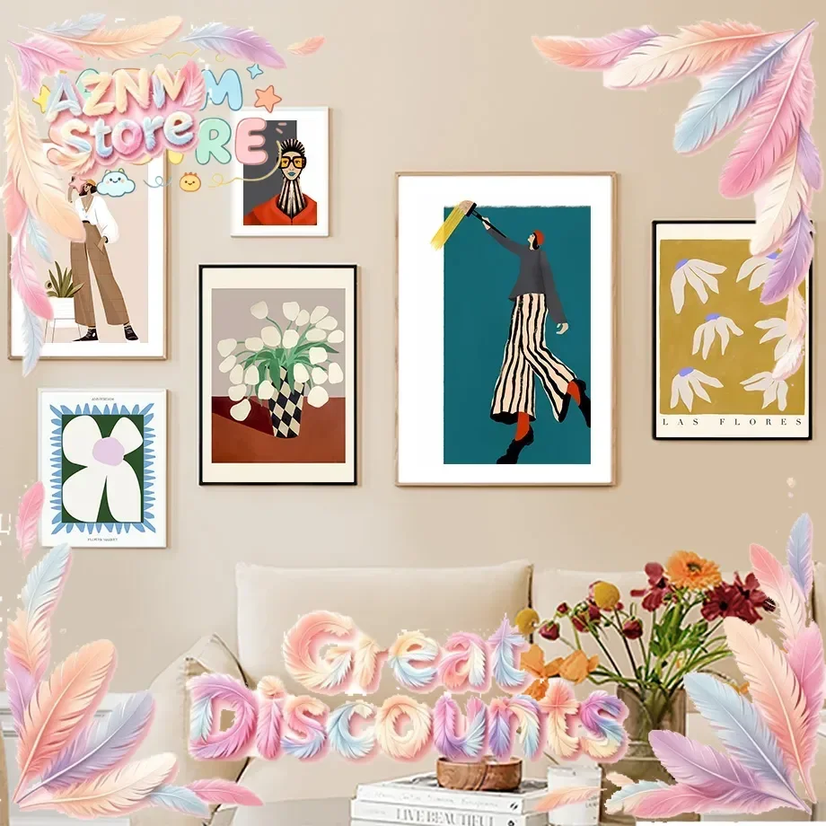 Stampe di Dipinti con Ragazze, Fiori e Biciclette, Poster, Illustrazioni Moderne per Arredamento Soggiorno, Arte Astratta Minimalista su Tela