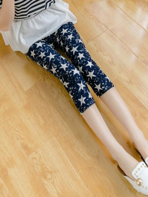 CUHAKCI Summer Printing Women Leggings Cropped Pants Casual Stretched Graffiti Tie Dyed Elastic Capris