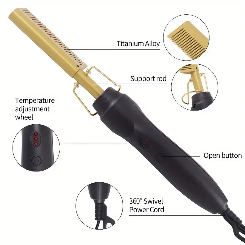 Multi Functional Electric Copper Comb Straightener Dual-purpose for Comb Perm Stick Curly and Straight Hair hair straightener brush hair straightener comb hair straightener curling stick