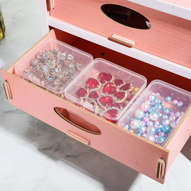 48 Pieces Mini Plastic Clear Storage Box For Collecting Small Items, Beads, Jewelry, Business Cards business card holder organizer name stand plastic desk shelf cards leaflet clear