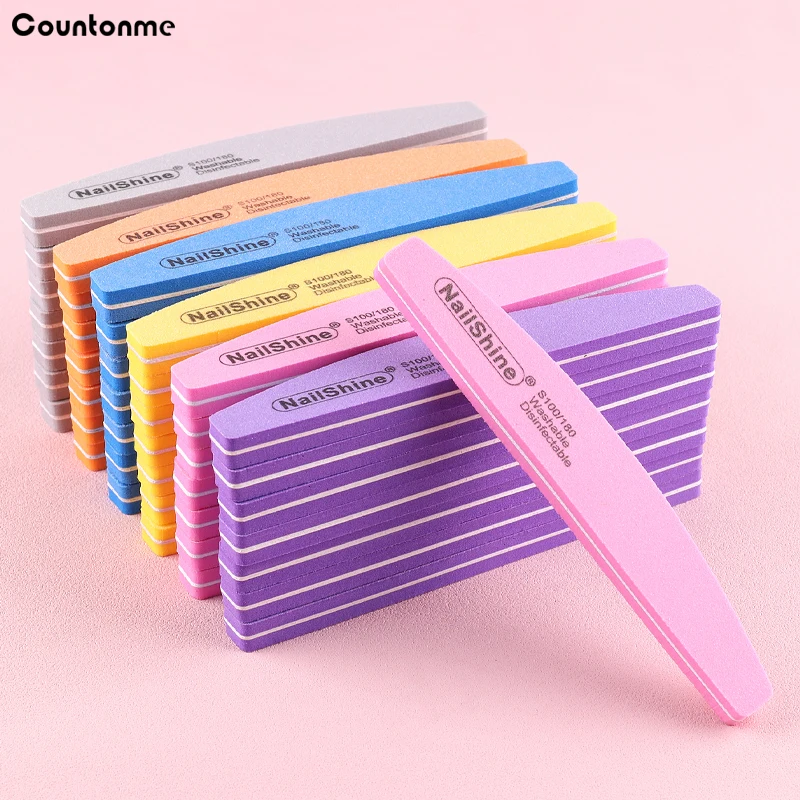 60Pcs Nail Files Sponge 100/180 Grit Moon Design Buffer Block Double Side Files For Finger Colorful Foam Tools 1
