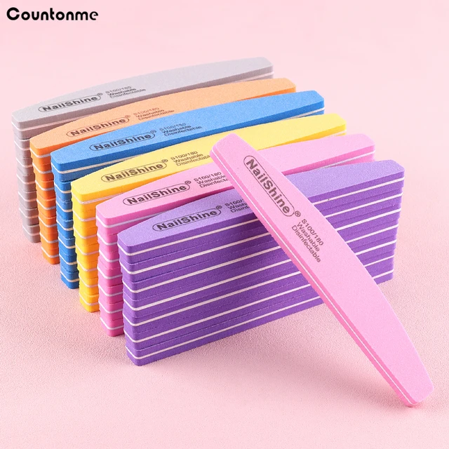 60Pcs Nail Files Sponge 100/180 Grit Moon Design Buffer Block Double Side Files For Finger Colorful Foam Tools