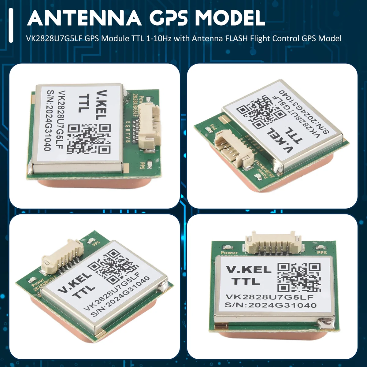 N188R 슈퍼 VK2828U7G5LF GPS 모듈 TTL 1-10Hz 안테나 포함 플래시 비행 제어 GPS 모델