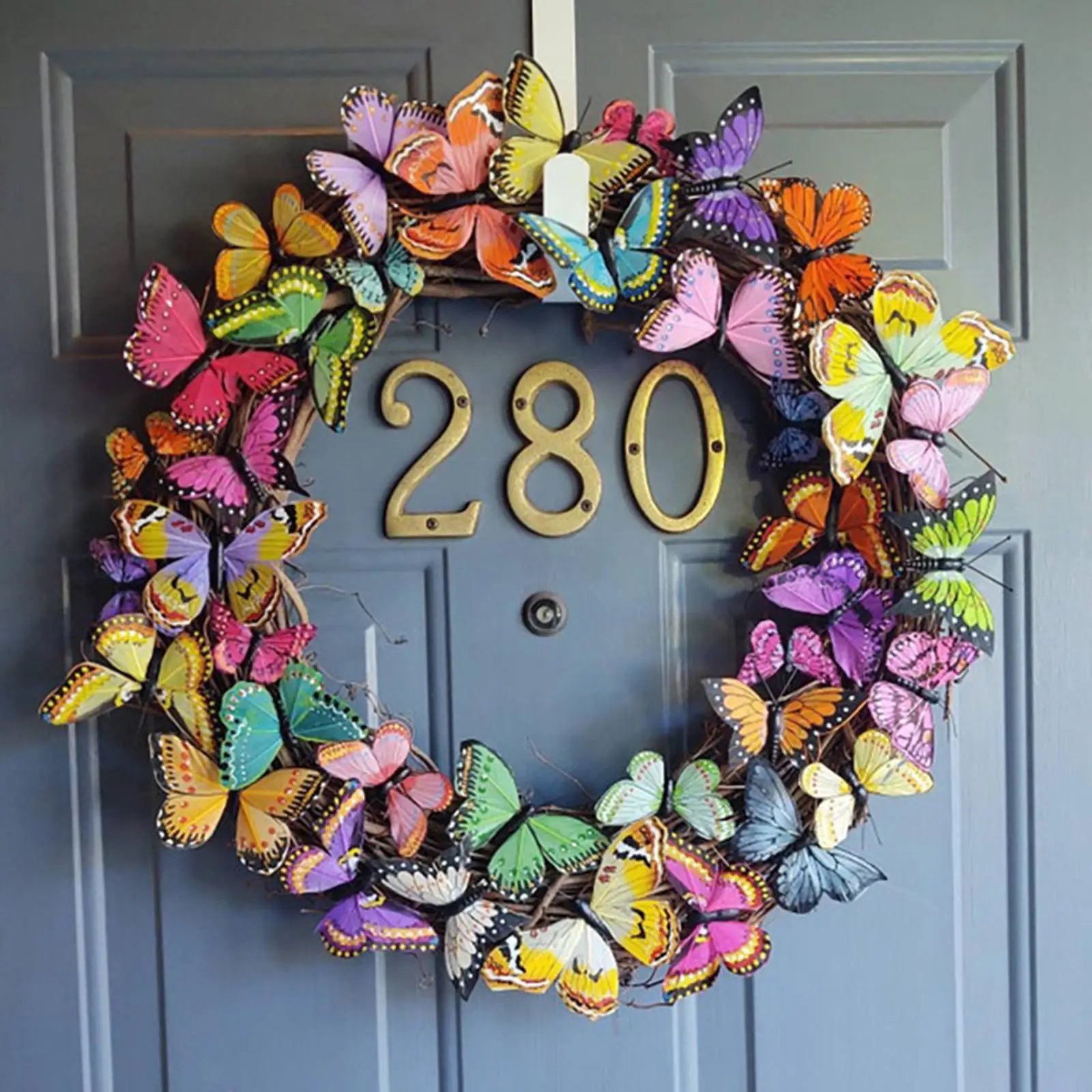 

Vivid 15inch Butterfly Wreath for Front Door Garland Butterfly Fluttering Wreaths Mantle Easter Holiday Wedding Decoration