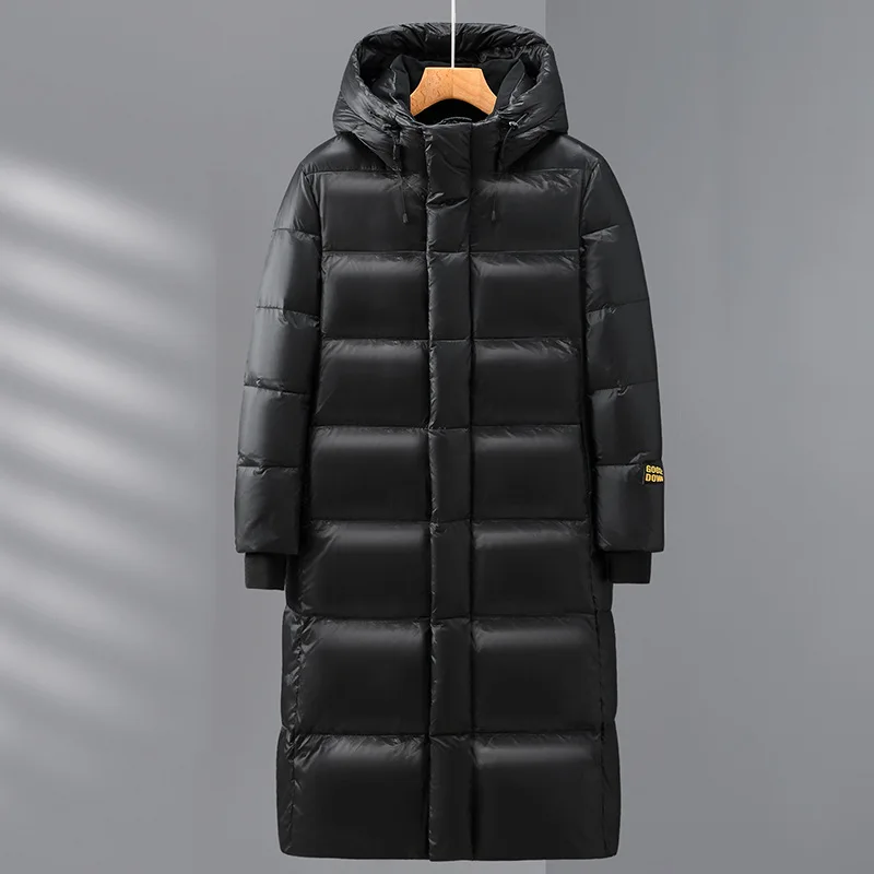 ZOZOWANG Winter Men's Hooded Warm Long Parkas White Duck Down Jacket Coat Men Outwear Casual Vintage Outfits Warm Clothes