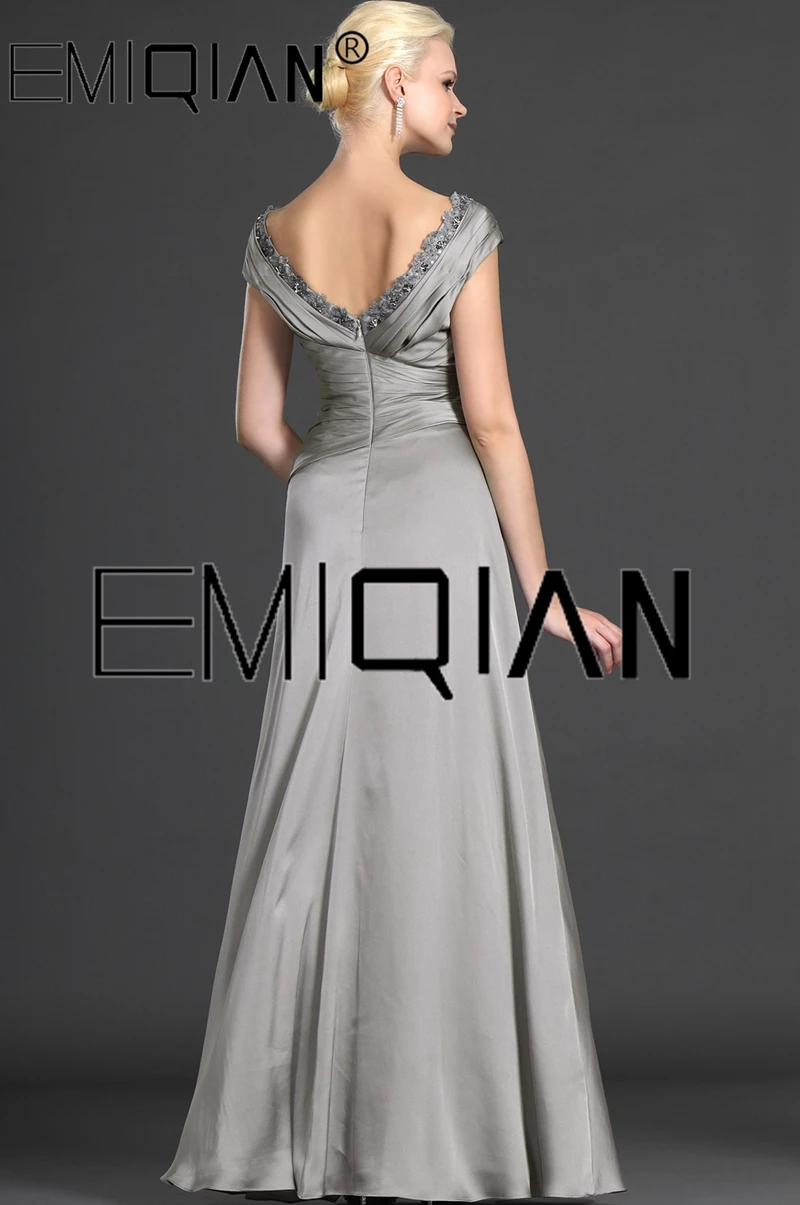 Elegant V Neck Beaded Long Mother Of The Bride Dresses Made Cap Sleeve Mother Evening Gowns