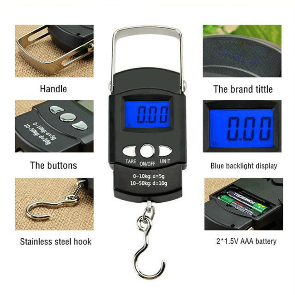 Portable Digital Scale Lcd Display Suitcase Travel Handheld Weighing Hanging Scale For Fishing Accessories Electronic Balance