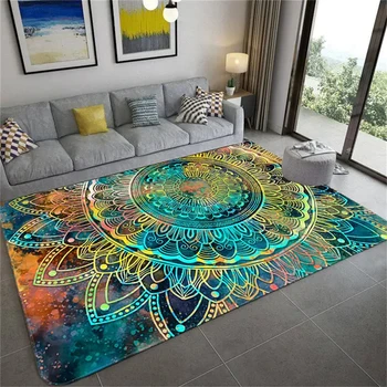 Colorful Star Sky Mandala Carpet for Living Room Gorgeous Floor Mat Girl Rug Floral Bathroom Area Rug Hallway Bedroom Decoration