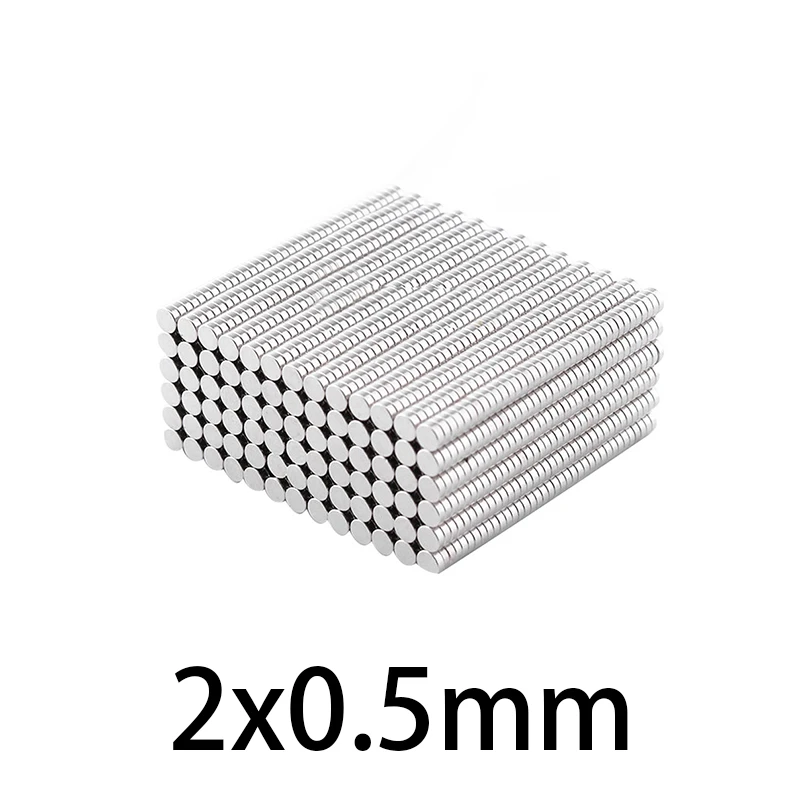 소형 원형 자석 네오디뮴, 강력한 자석 영구 자석, 음장 전자 기기용 미니 디스크 자석, 2*0.5mm, 20-1500 개 