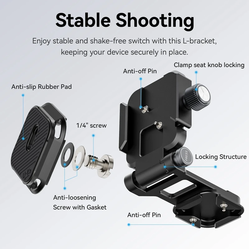 Gimbal Caméra 3 Axes Stabilisateur Smartphone Noir