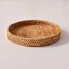 Circular rattan tray, storage basket, natural hand woven basket, bread, fruit and food tray, household kitchen supplies tray 1