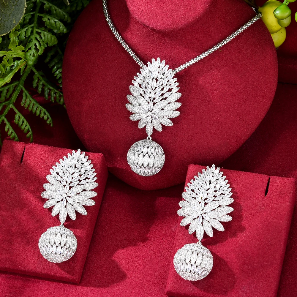 

Missvikki Original Necklace Earrings Luxury Gougeous Splicing Sexy Long Chain Big Pendant For Women Wedding Party Accessories