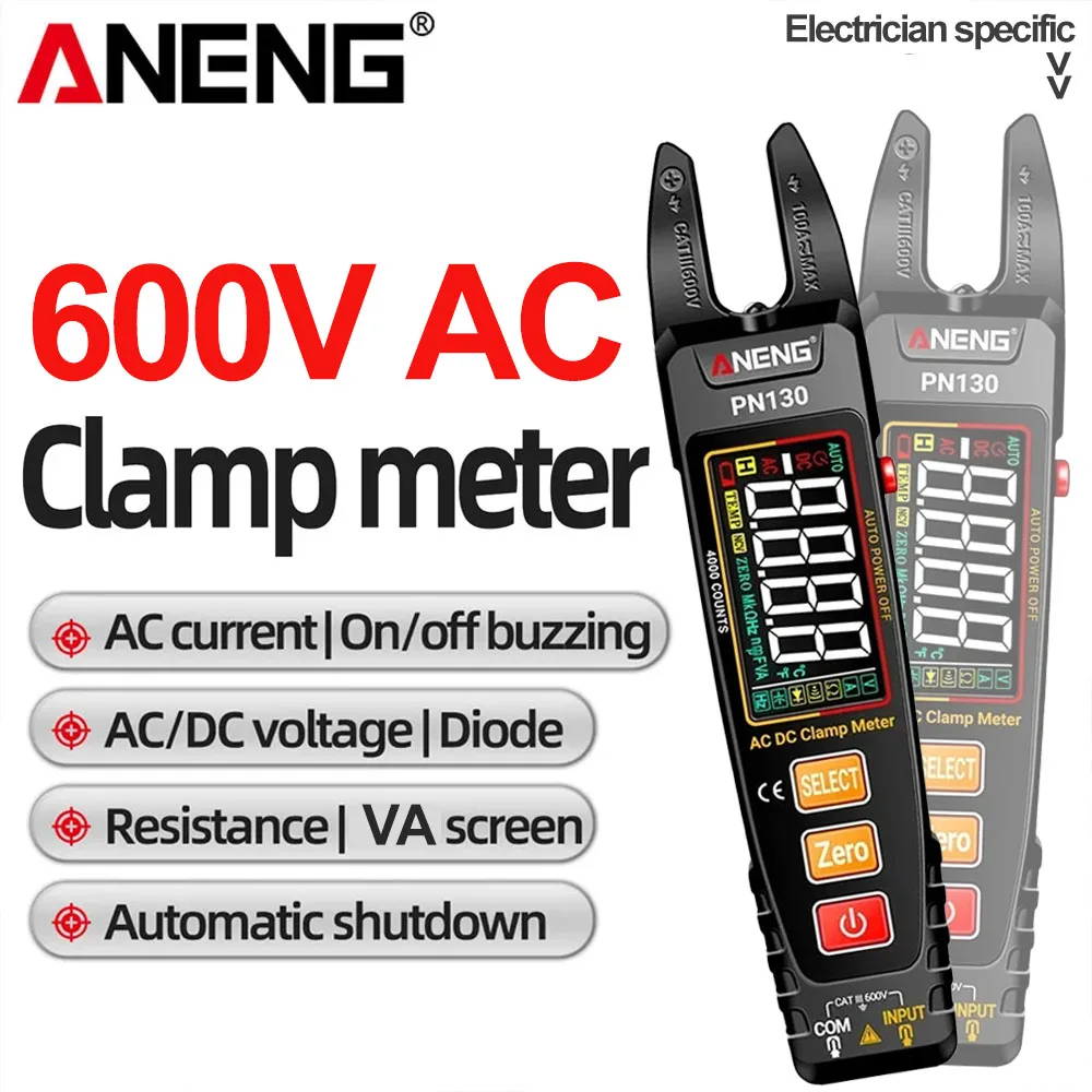 Digital Multimeter Protable Clamp Multimeter Meter ANENG Non-Contact AC/DC Voltage Current tester PN130 Car 4000 Counts Capacitance Resistance test