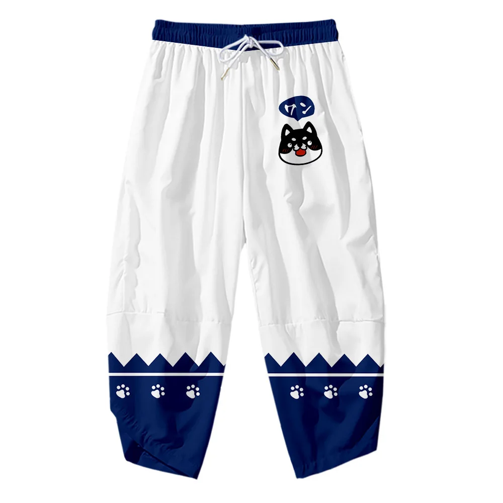 Fashion Men Cute Dog Shiba Inu Print Harem Pants Loose Traditional Asian Haori Trousers Japanese Streetwear Kimono Pants japanese kimono,japanese kimono cardigan,japanese kimono shirt
