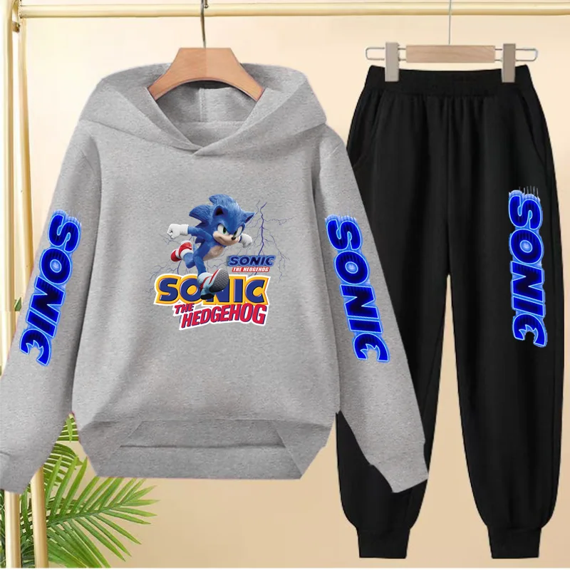 Cozy Blue Kitten Print Winter Sweatshirt and Jogger Set