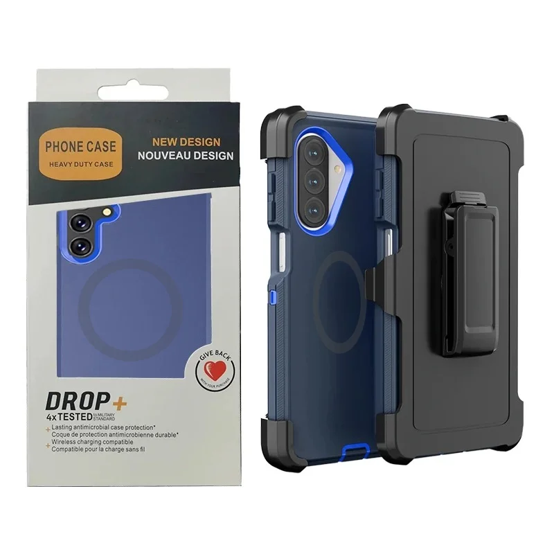 3IN1 Rugged Shockproof Defender Case with Rotatable Belt Clip and MagSafe Compatibility