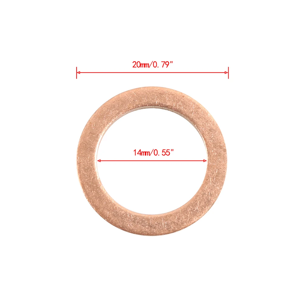 14mm Cooper Oil Drain Plug Gasket 25Pcs 007603-014106 Replacement Oil Crush Washer Seals Kit Auto Accessories